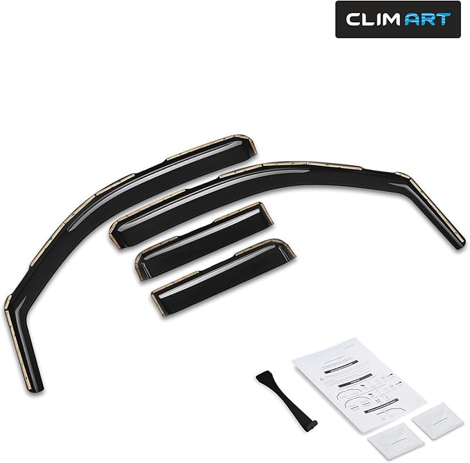 in-Channel Incredibly Durable Rain Guards for Nissan Frontier 2005-2021 Crew Cab, Original Window Deflectors, Vent Window Visors, Vent Deflector, Dark Smoke Truck Accessories, 4 pcs - 605161