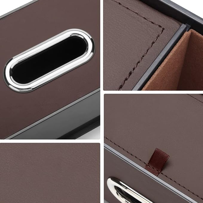 New car headrest Rear seat Multifunctional Storage Box, partition Design, with Cup Holder, Tissue Box, headrest Hook, Suitable for Children and Adults, car Travel Accessories（Coffee Color）