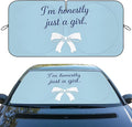 Cute Bow Car Window Sun Shield Blue Aesthetic Cute Coquette Front Window Sun Shade Blocks UV Rays Sun Visor Protector for Car Sedan Truck SUV Accessories 59" L x 31.5" W