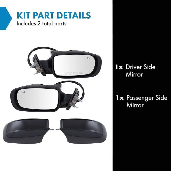 Driver & Passenger Side Power Heated Mirror Set Paint to Match Without Memory Compatible with 2012-2019 Chrysler 300 CH1320404 CH1321404