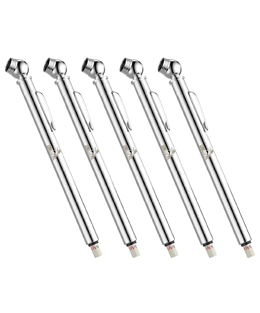 Pencil Tire Pressure Gauge, 5 Pack, 10-75 PSI, Pencil Air Pressure Gauge for Tires