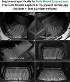 Floor Mats & Cargo Liners Compatible with 2024-2026 Tesla Model 3 Highland, All-Weather Full Cabin Protection System, Premium Soft Mat Set for Floors, Trunk, Frunk & Seatbacks
