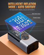 Tire Inflator Portable Air Compressor, Cordless Tire Pump with LED Super Bright Light for Car, Bicycle, Motorcycle