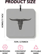 Boho Gray Western Orange Car Air Freshener 4 Pcs, Preppy Cow Skull Cactus Cowgirl Boots Square Hanging Air Freshener for Closet Drawer Books, Western Car Accessories Mirror Decor for Women