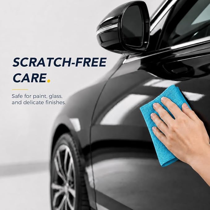 Microfiber Cleaning Cloth, 150 Pack Reusable Paper Towels Microfiber Towels for Cars Lint Free Shop Rags with Box for Home Kitchen Automotive, 11"x 9", Blue & Yellow & White