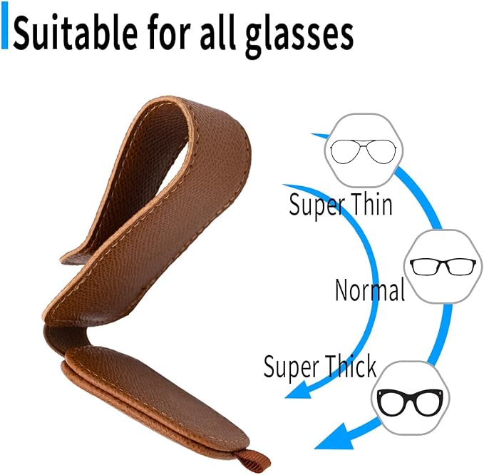 2 Packs Magnetic Sunglass Holder for Car Visor (Brown) | Magnetic Interior Car Accessories