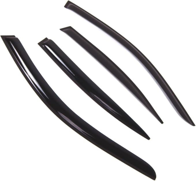 WD2-675 Dark Smoke 4 Pcs Set Window Visor (Outside Mount) Deflector Rain Guard Compatible with 2004-2010 BMW 525i 530i 545i
