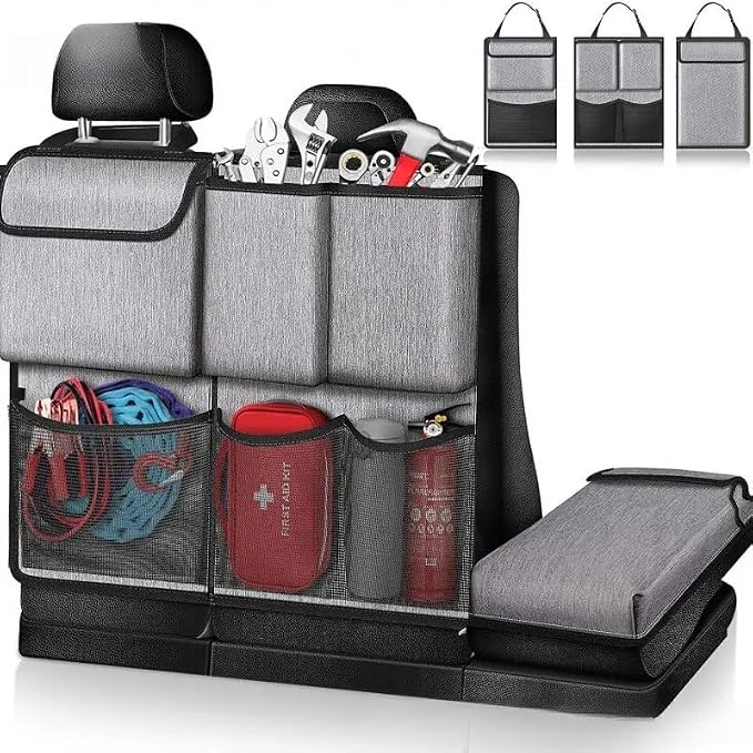 Car Trunk Organizer for Acura MDX 2007–2013, Large Capacity Hanging Rear Seat Organizer, Foldable Backseat Trunk Organizer for SUV Cargo Storage | multiple storage pockets keeps tools, groceries, emergency supplies and travel essentials neatly organized
