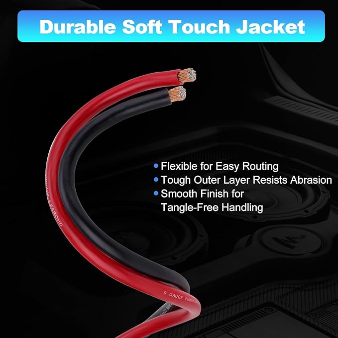 1/0 Gauge Wire 1/0 Battery Cable (20FT Red+20FT Black), Copper Clad Aluminum CCA Amp Wiring Kit with 250A ANL Fuse Holder, Lugs Terminal Connector & Heat Shrink Tube for Car Audio Speaker, Marine