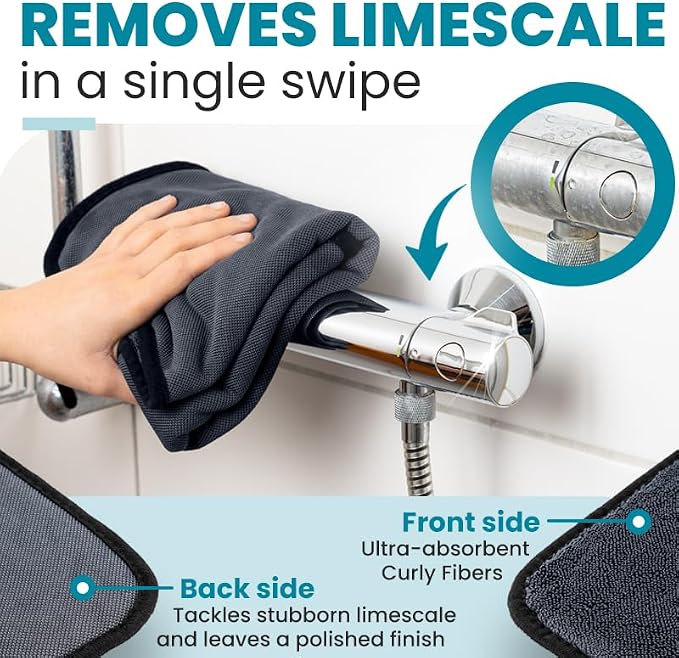 Shiny Wipes XL Drying Towel, The Original, Ultra Absorbent Twisted-Loop Design, Streak-Free Drying Towel, Shiny Wipes Shower Cleaning Cloths (1 Towel)