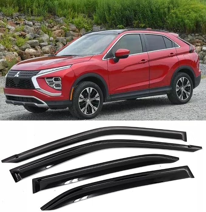 Outside Window Visors Rain Guards Vent Deflectors Compatible with Mitsubishi Eclipse Cross 2018-2025 2026, Window Vent Sun Visor Deflector 4pcs SmokeTinted