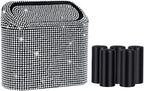 Car Trash Can with Lid, Bling Crystal Mini Vehicle Trash Bin Car Dustbin Garbage Organizer, Automotive Garbage Can Bin Trash Container for Auto Cars, Home, Office - White …