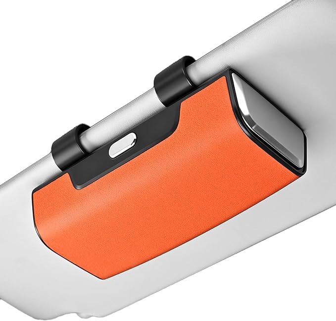 Car Sunglasses Holder for Sun Visor, Button Leather Eyeglass Hanger and Interior Storage Box
