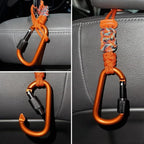 Car Seat Back Hooks 2 Pack - Heavy Duty Rope & Metal Buckle Car Hangers, No Wobble Multi-Purpose Organizer for Grocery Bags, Backpacks, Umbrellas, Trash Bags (Fit Most Vehicles) Orange