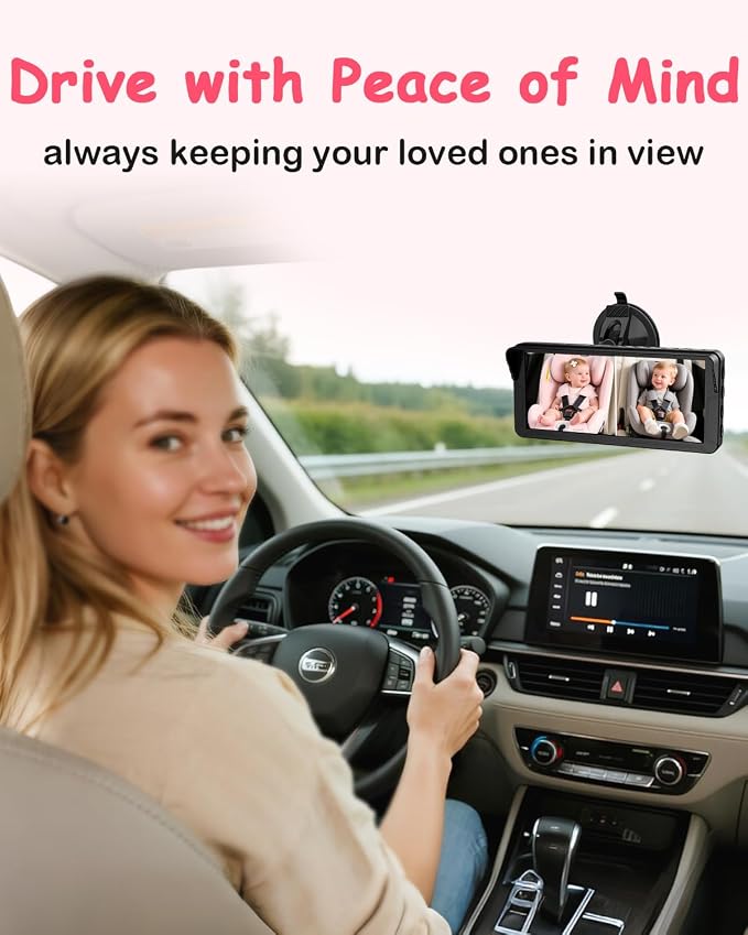 Dual Baby Car Camera for 2-Kids: 6.9'' HD Split Screen with Auto Brightness 1080P Backseat Camera for Twins Infrared Night Vision - 360° Adjustable USB Easy Setup Ideal for SUVs Minivans