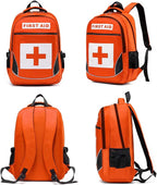 First Aid Bag Empty Red Emergency Medical Bag First Responder Trauma Multi-Pocket Traveling Field Trips Camping Essentials (Orange, 1 Piece)