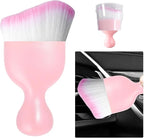 Car Detailing Brush, Curved Soft Bristles Auto Removal Dust Collectors, Universal Vehicle Dashboard, Air Conditioner Vents etc Interior Cleaning Tool Accessory (Pink/Pink)