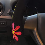 Cute Car Steering Wheel Cover with Embroidery Pattern for Women Girls, Short Flannel, Universal 15 inch (C#)