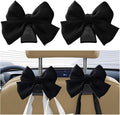 Car Seat Headrest Hook, 2PCS Cute Bow Knot Vehicle Seatback Hanging Storage Organizer, Seat Back Hanger for Purse Coat Umbrella, Universal Automotive Interior Decor Accessories (Black)