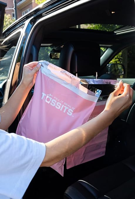Hanging Car Trash & Garbage Bags, Disposable, Pink 21 Count | Leakproof, Smell-Proof, Recycled Plastic, Headrest & Console Mount, Bin for Truck, SUV, RV, Boat & Road Trips