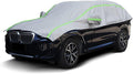 Half Car Cover SUV with Green Reflective Strip, Windshield Cover for Ice and Snow with Cotton Liner, Hail Protector Car Cover Waterproof All Weather for Snow, Sun, Rain, Dust, UV Protection