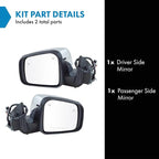 2 Piece Driver and Passenger Side Mirror Assembly Set Electric Adjustment Heated Memory Chrome Compatible with 2011-2022 Dodge Durango with Turn Signal & Blind Spot Indicator CH1320420 CH1321420
