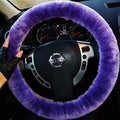 Genuine Fuzzy Wool Sheepskin Fur car Steering Wheel Cover for Adults Girls Women Men,Protector for Universal Steering Wheel 35CM-41CM, Anti-Slip,Comfort Luxurious, Gift for Women (Light Purple)
