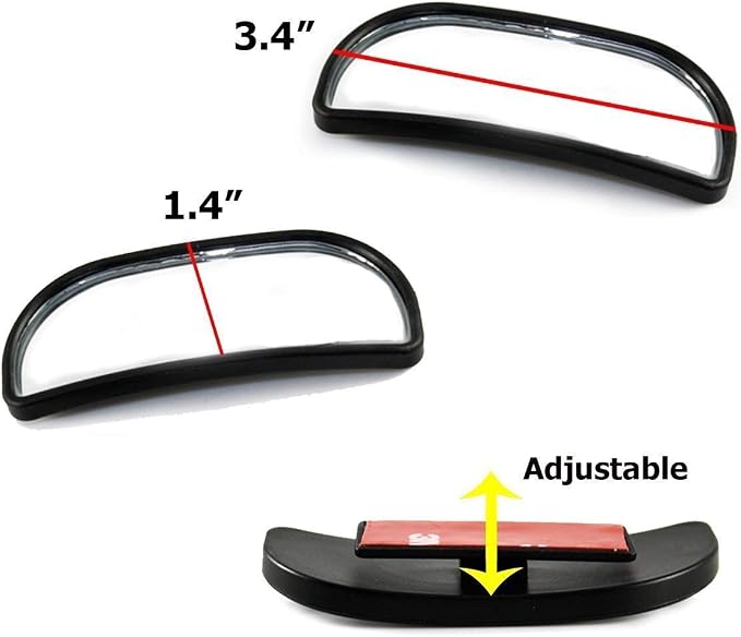 x Blind Spot Mirror, 3.4'' Framed Rectangular HD Glass Convex Adjustable Wide Angle Rear View Mirror,Universal For Car SUVs Truck Motorcycle (2pcs)