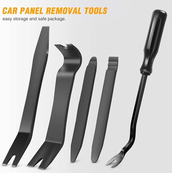 5 PCS Nylon Auto Trim Removal Tool Kit No-Scratch Removal Tool Kit for Car Clip Panel & Audio Dashboard Dismantle Black