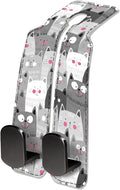 Car Seat Headrest Hook, Universal Leather Cute Hanger Holder Hook, Storage Organizer Interior Accessories for Purse Bags Handbag Funny Grey Cats