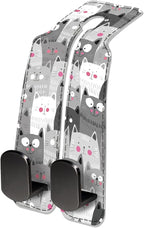 Car Seat Headrest Hook, Universal Leather Cute Hanger Holder Hook, Storage Organizer Interior Accessories for Purse Bags Handbag Funny Grey Cats