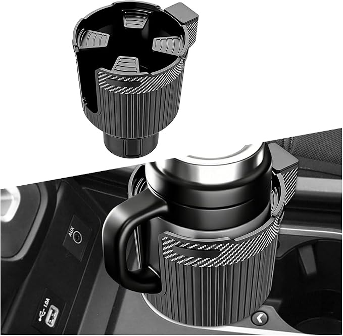 Car Cup Holder Extender, Expandable Vehicle Water Bottle Holder Adapter with Adjustable Base, Automotive Interior Drink Cup Expander, Universal for SUV Caravan Truck