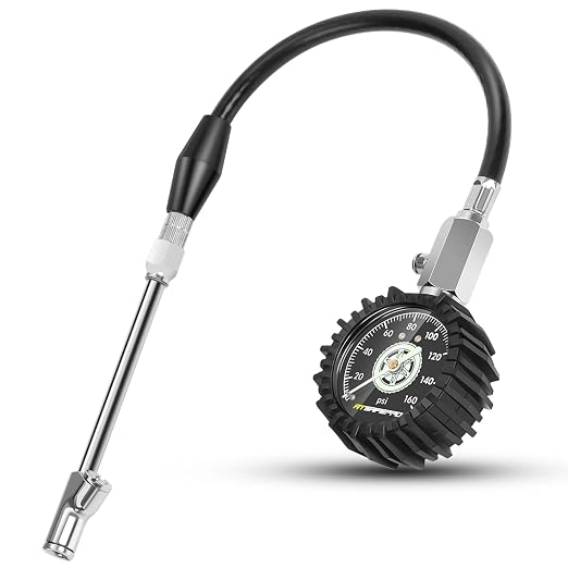 Tire Pressure Gauge 160PSI, Dual Head Air Pressure Gauge for Truck, Semi Truck, ATV, RV & Motorhome with Dually Tires, Heavy Duty Tire Pressure Gauge…
