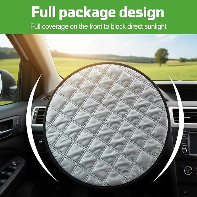 Car Steering Wheel Cover, 3-Layer Steering Wheel Sun Shield, Easy Install, Heat Resistant Sun Cover for Most Cars (16.9inch