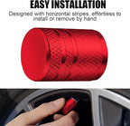 Tire Valve Stem Caps - (4 Pack) Premium Metal Air Caps with Plastic Liner, Durable, Corrosion Resistant and Leak-Proof, Universal Fit for Cars, Trucks, Motorcycles, and Bikes - Red