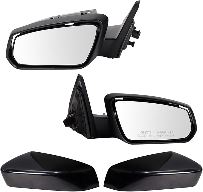 Driver & Passenger Side Power Mirror Set Smooth Black Manual Fold Without Heat Compatible with 2013-2014 Ford Mustang FO1320452 FO1321452