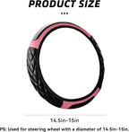 Car Steering Wheel Cover, 14.5-15inch Leather Anti-Slip Car Wheel Cover Protector, Safety Comfortable Desgin, Universal Auto Steering Wheels Accessories for Cars Truck SUV (Pink)