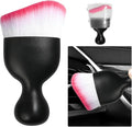 Car Detailing Brush, Curved Soft Bristles Auto Removal Dust Collectors, Universal Vehicle Dashboard, Air Conditioner Vents etc Interior Cleaning Tool Accessories (White/Red)
