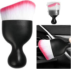 Car Detailing Brush, Curved Soft Bristles Auto Removal Dust Collectors, Universal Vehicle Dashboard, Air Conditioner Vents etc Interior Cleaning Tool Accessories (White/Red)