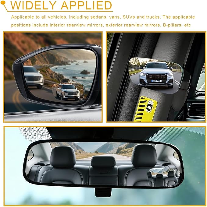 2PCS Blind Spot Mirror, Side Mirror Blindspot, Adjustable Wide Angle Convex Side Rearview Mirrors, Car Exterior Accessories HD Glass Frameless Convex Rearview Universal for Sedan SUV Truck