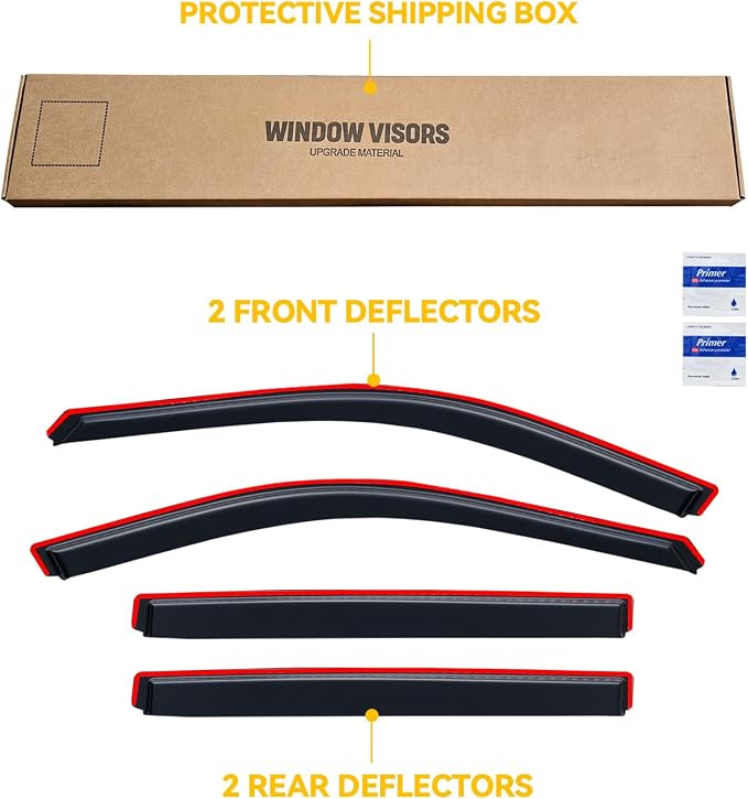 in-Channel Rain Guards for 2021-2026 Jeep Grand Cherokee L, Window Visor Shields Vent Deflector Shade Wind Dark Smoke 2022 2023 2024 2025 21 22 23 24 25 26, Tape-On Inside-Mount, 4PCS