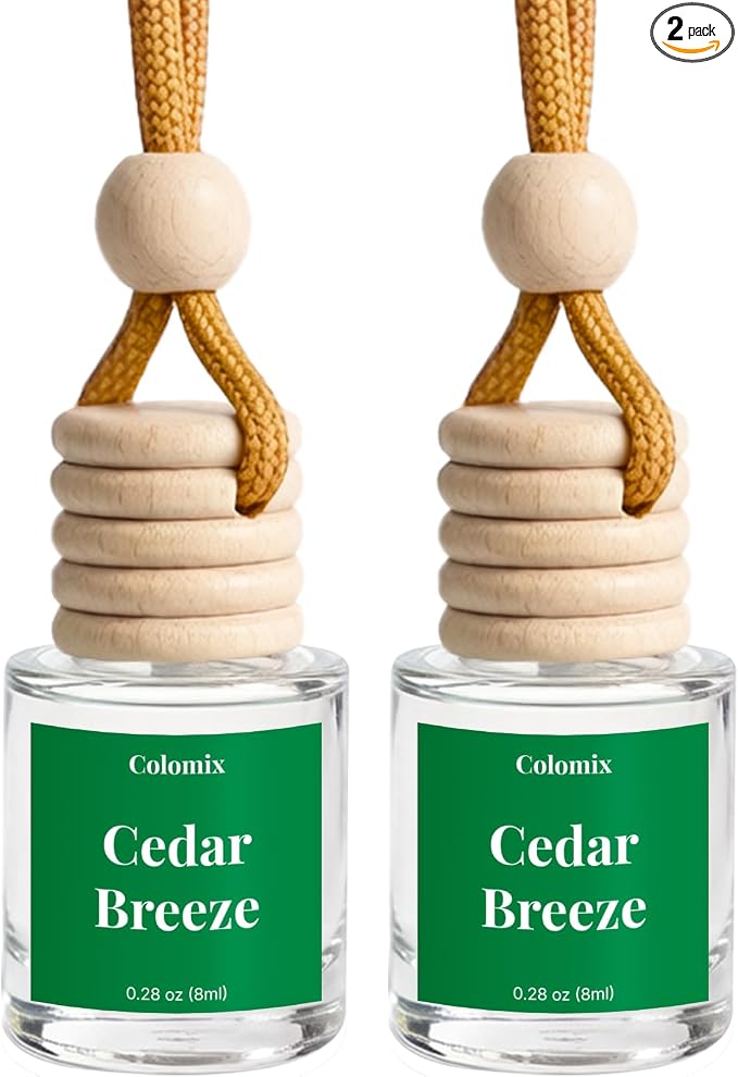 Car Air Fresheners, Hanging Car Freshener 2 Packs, Refreshing Cedar Breeze Scent for Car, Closet and More, Effective Auto Odor Eliminator, Long Lasting & Safe Formula Car Aroma Diffuser