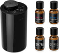 Waterless Essential Oil Diffuser Starter Kit with 4 x 10mL Hotel Scent Fragrance Oil, Battery Operated Mini Scent Air Machine Portable Diffuser for Home Car Office, AN6Kit-04 Black
