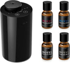 Waterless Essential Oil Diffuser Starter Kit with 4 x 10mL Hotel Scent Fragrance Oil, Battery Operated Mini Scent Air Machine Portable Diffuser for Home Car Office, AN6Kit-04 Black