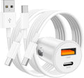 48W USB C Car Charger for iPhone 17 16 15 Pro Max, 48W Dual Port USB-C & USB-A Car Fast Charging Adapter, 2X3FT C to C Cable & A to C Carplay Cable for iPhone 17 16 15 Series/iPhone Air, iPad, Samsung