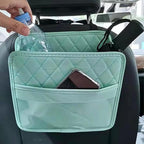 Car Seat Back Organizer, Leather Multipurpose Collapsible Vehicle Backseat Hanging Bag, Portable Automotive Interior Seat Storage Organizer, Universal for SUV RV Truck (Green)