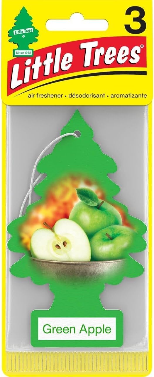 Car Air Freshener | Hanging Paper Tree for Home or Car | Green Apple | 6 Pack