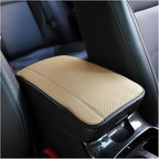 Car Armrest Storage Box Mat, Fiber Leather Car Center Console Cover, Car Armrest Seat Box Cover Accessories Interior Protection for Most Vehicle, SUV, Truck, Car (Beige)