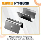 YoRise 16PCS Car Windshield Water Retaining Strip Clips, Stainless Steel Wind Rain Deflector Channel Fixing Clips, Universal One-Piece Auto Wind Deflector Clip for Most Cars (Silver)
