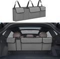 Car Trunk Organizer, Backseat Hanging Large Storage with Adjustable Straps,Waterproof PVC Collapsible Cargo Bag, Car Interior Accessories for Auto SUV MPV (Gray)